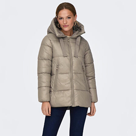 Only Açık Kahve Kadın Mont ONLNEWSCARLETT HOOD PUFFER CC OTW