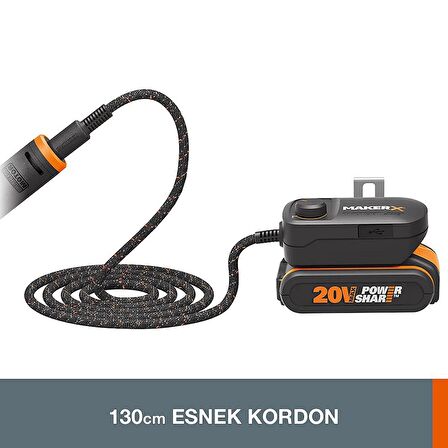 WORX WA7161 MAKERX 20Volt HUBX USB Portlu Devir Ayarlı Adaptör (Akü Dahil Değildir)