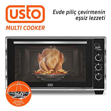 Usto 2115 Airfry Özellikli 50lt Multi Cooker Midi Fırın Siyah