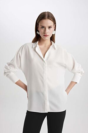 DeFacto Loose Fit Tensel Uzun Kollu Gömlek B0752AX24SPWT32
