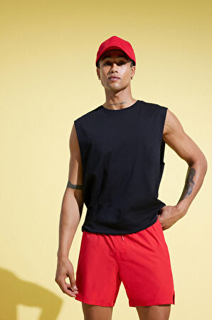 DeFactoFit Boxy Fit Bisiklet Yaka Basic Düz Sporcu Atlet A1821AX25HSBK81