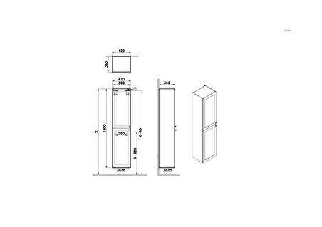 VitrA Root 68512 Classic Boy Dolabı, 40 cm, Mat Gri