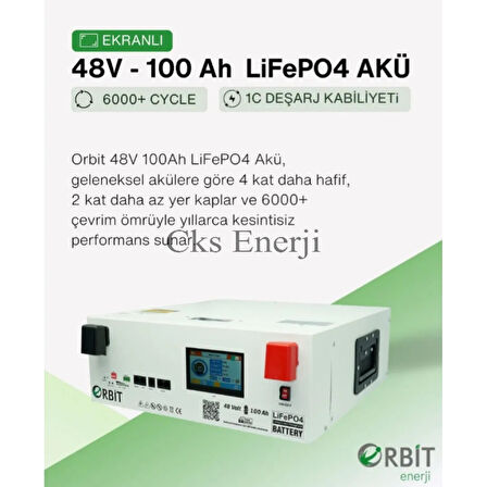 48V 100Ah Kasa Tipi Lityum Akü LiFePO4 Batarya Ekranlı
