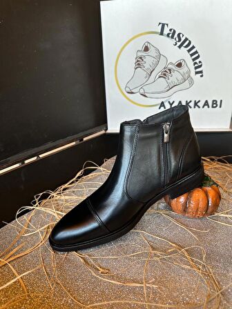 Taşpınar 012 %100 Hakiki Deri Erkek Günlük Kışlık Rahat Klasik Fermuarlı Bot 39-45