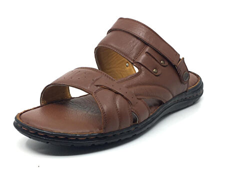 Luis Figo %100 Hakiki Deri Ortopedik Erkek Büyük Numara Sandalet Terlik 40-48
