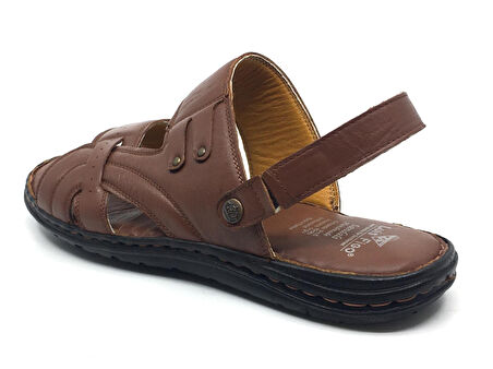 Luis Figo %100 Hakiki Deri Ortopedik Erkek Büyük Numara Sandalet Terlik 40-48