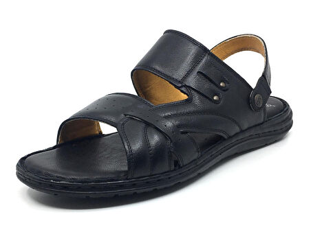 Luis Figo %100 Hakiki Deri Ortopedik Erkek Büyük Numara Sandalet Terlik 40-48