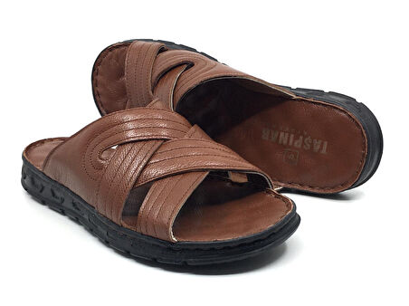 Taşpınar 205 Hakiki Deri İçi Dışı Ortopedik Erkek Yazlık Rahat Terlik 40-45