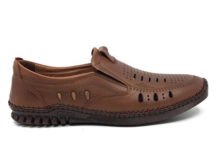 Catelli %100 Deri Ortopedik Erkek Yazlık Rahat Günlük Delikli Çarık Ayakkabı 40-45