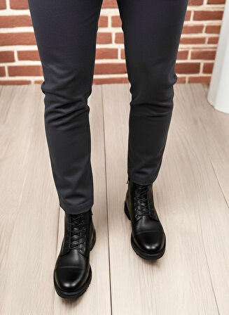 Taşpınar %100 Hakiki Deri Erkek Günlük Kışlık Kauçuk Kaymaz Taban Fermuar & Bağcıklı Rahat Klasik Bot 40-44