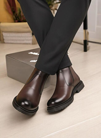 Taşpınar %100 Hakiki Deri Erkek Günlük Kışlık Kauçuk Kaymaz Taban Rahat Klasik Fermuarlı Bot 40-44