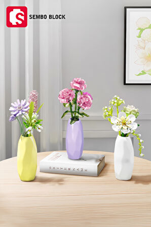 Sembo Block Crystal Rose Vazolu Dekoratif Güller 261 Parça yapı blokları Lego ile uyumlu (611066)