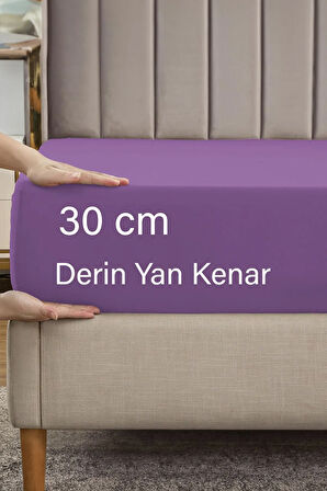 | Ranforce | Pamuklu Tek / Çift Kişilik Mor Lastikli Çarşaf | 14 Renk | Fıtted |