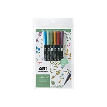 Tombow AB-T Dual Brush Pen G.Kalemi Seti Çift Uçlu Natural (Doğal Renkler) 6 Renk