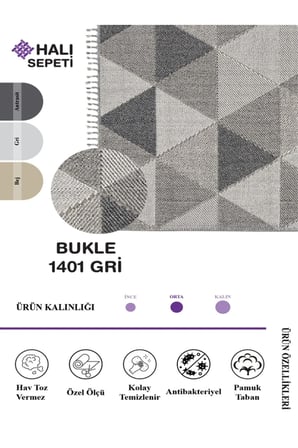 Enti Bukle 1401 Gri Iskandinav Halı Kesme Yolluk Salon Halı Koridor Oturma Odası Halısı