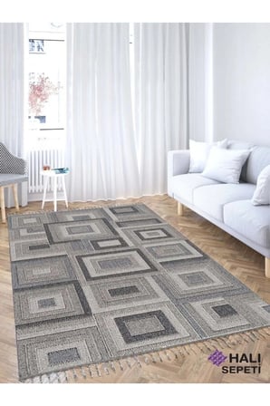 Enti Bukle 1404 Gri Iskandinav Halı Kesme Yolluk Salon Halı Koridor Oturma Odası Halısı