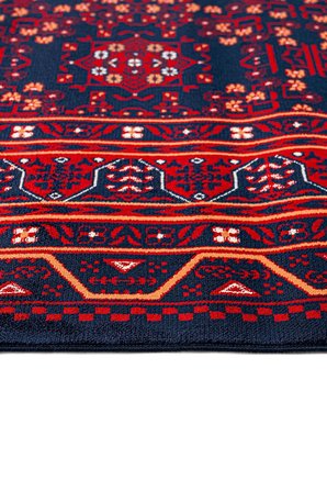Woolhome Miras 1002 Lacivert Etnik Desenli Hav Toz Vermeyen Robot Süpürgeye Uygun Salon Halısı