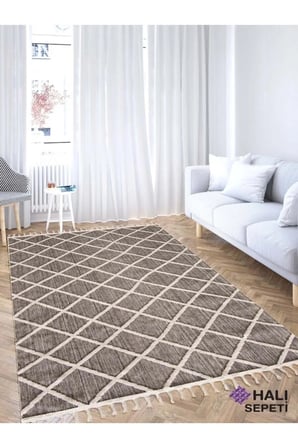 Enti Bukle 1409 Gri Iskandinav Halı Kesme Yolluk Salon Halı Koridor Oturma Odası Halısı