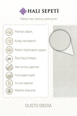 Halı Sepeti Duru Serisi 920A Krem Modern Desenli Makine Halısı Yumuşak Dokulu Hav Salon Halısı