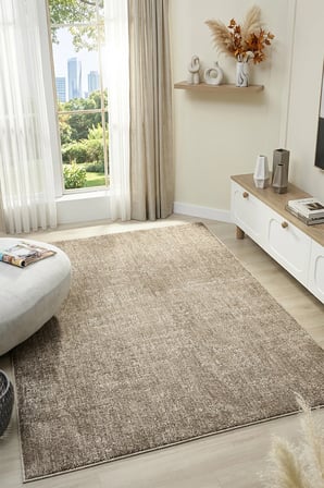 Seyran Petra 1086 Kahve Düz Halı – 5 mm Polyester Jüt Taban Dokuma Halı | 2200 gr/m²