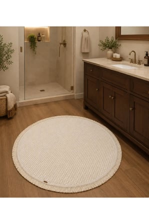 Vega 1451 Krem Daire Modern Hav Toz Tutmayan Koridor Salon Yatak Odası Oturma Odası Banyo Halısı