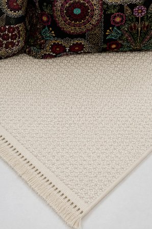 Vega 1451 Krem Oval Modern Hav Toz Tutmayan Koridor Salon Yatak Odası Oturma Odası Banyo Halısı