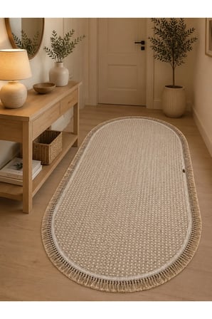 Vega 1452 Vizon Oval Modern Hav Toz Tutmayan Koridor Salon Yatak Odası Oturma Odası Banyo Halısı