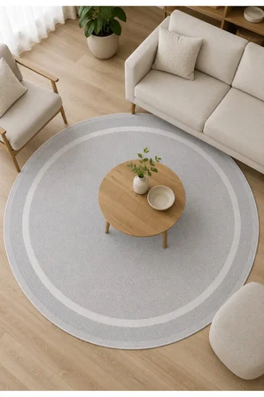 Modern Sisal 8001 Gri Krem Daire Leke Tutmayan Kaymaz Taban Salon Mutfak Koridor Balkon Halısı