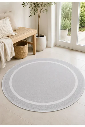 Modern Sisal 8001 Gri Krem Daire Leke Tutmayan Kaymaz Taban Salon Mutfak Koridor Balkon Halısı