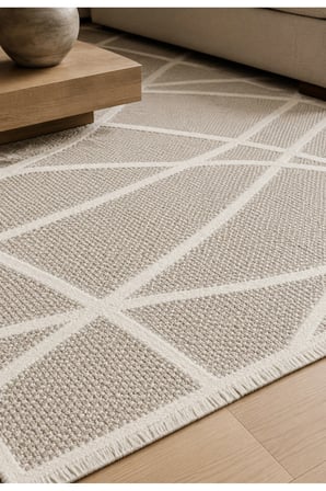 Modern Sisal 8002 Bej Krem Leke Tutmayan Kaymaz Taban Salon Mutfak Koridor Balkon Halısı