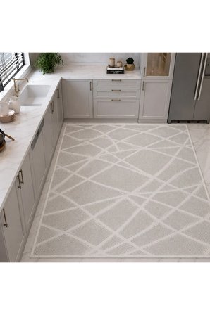 Modern Sisal 8002 Gri Krem Leke Tutmayan Kaymaz Taban Salon Mutfak Koridor Balkon Halısı