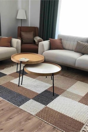 Enti Bukle 1406 Sarı Iskandinav Halı Kesme Yolluk Salon Halı Koridor Oturma Odası Halısı