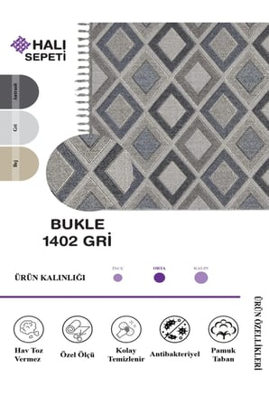 Enti Bukle 1402 Gri Iskandinav Halı Kesme Yolluk Salon Halı Koridor Oturma Odası Halısı