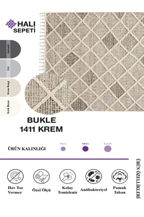 Enti Bukle 1411 Krem Iskandinav Halı Kesme Yolluk Salon Halı Koridor Oturma Odası Halısı