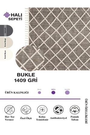 Enti Bukle 1409 Gri Iskandinav Halı Kesme Yolluk Salon Halı Koridor Oturma Odası Halısı