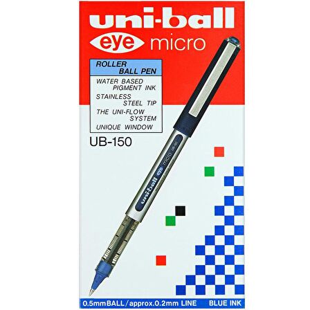 Uni-ball Ub-150 Eye Micro Roller Kalem 0.5 mm Mavi 12'li Paket