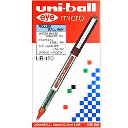 Uni-ball Ub-150 Eye Micro Roller Kalem 0.5 mm Kırmızı 3'lü Paket