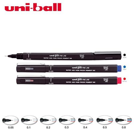 Uni-Ball Çizim Kalemi Akrilik Uçlu Fine Line Pin 0.8 MM Siyah PIN 08-200(S)