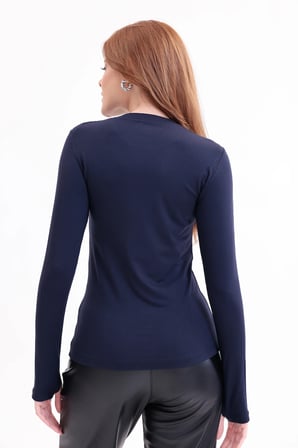 Parmak Detaylı Bisiklet Yaka Body