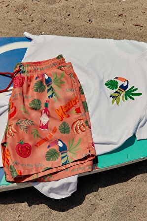 Standart Fit Normal Kesim %100 Pamuk Baskılı Bisiklet Yaka Tişört