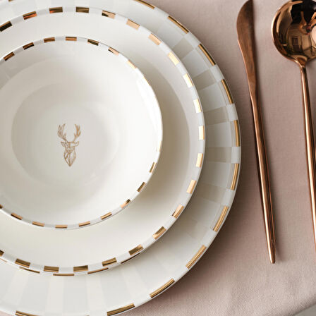 Karaca Elegance Bone Aries Metalic 24 Parça 6 Kişilik Yemek Takımı