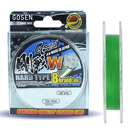 Gosen W8 Hard Type PE 8 Örgü Spin İp Misina 150 mt Açık Yeşil AÇIK YEŞİL-0,216 MM