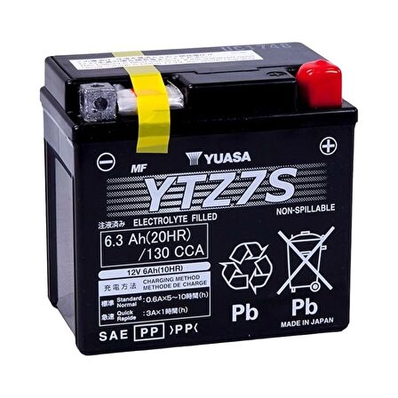 Yuasa YTZ7S 6,3 Amper 12 Volt 130 cca Bakım Gerektirmeyen Motosiklet Aküsü