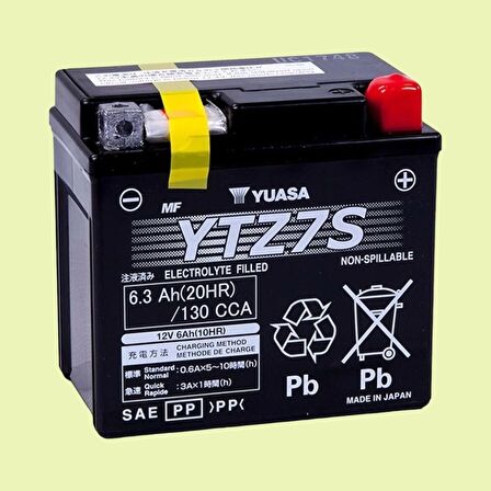 Yuasa YTZ7S 6,3 Amper 12 Volt 130 cca Bakım Gerektirmeyen Motosiklet Aküsü