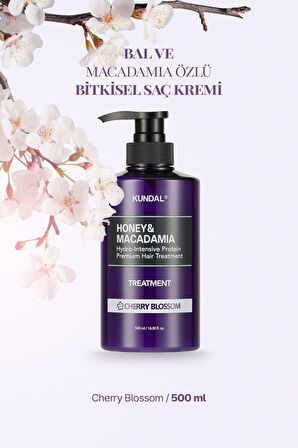 Protein Destekli Besleyici Saç Kremi Kundal Honey&Macadamia Protein Treatment 500ml (Cherry Blossom)