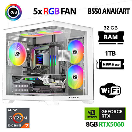 Xaser Sword X60 Mini Ryzen 7 5700X 32GB Ram 1TB M.2 NVMe SSD 8GB RTX5060 Masaüstü Oyuncu Bilgisayarı