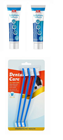 Bio PetActive Biodent Enzymatic Köpek Diş Macunu 100 ML X 2 Adet + Diş Fırçası 3 Lü