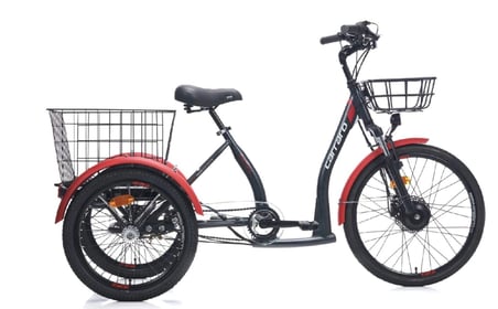 Carraro ePack 2.1 HD Fren 3 Vites 24 Jant Elektrikli Şehir-Kargo Bisikleti Mat Siyah Kırmızı Gri