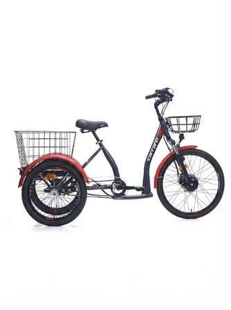 Carraro ePack 2.1 HD Fren 3 Vites 24 Jant Elektrikli Şehir-Kargo Bisikleti Mat Siyah Kırmızı Gri
