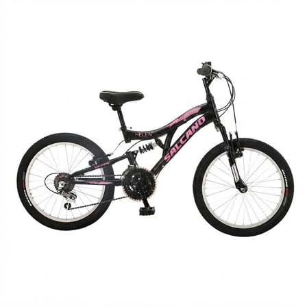 Salcano Helen 20 V Fren 18 Vites Çift Amortisörlü 20 Jant Çocuk Bisikleti Siyah Pembe